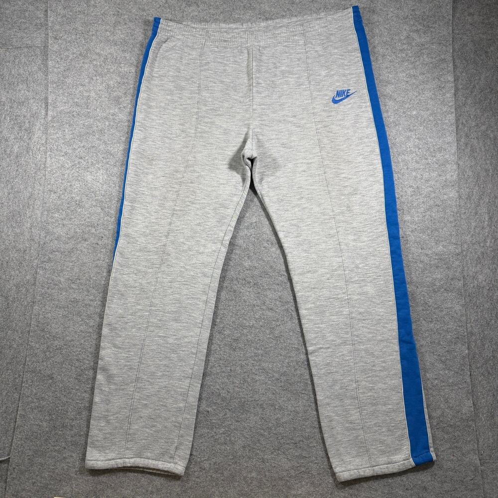 Vintage 90s Nike Sweatpants Mens L Gray Blue Stripe Fleece Training Retro Casual